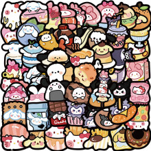 Cartoon 50pcs Sanrio Food Graffiti Stickers Guitar Notebook Waterproof Luggage