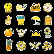 Cute 50pcs Waterproof Yellow Orange Stickers For Water Journaling Trunk Bottle