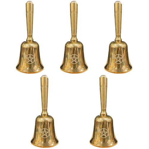 5Stk Mini Messing Altar Glocken Mit Pentagramm Für Wiccan Ritual 2