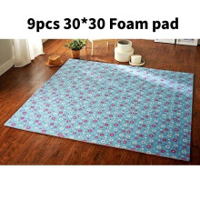 (Blue)9pcs Sunflower Wood Grain Print Foam Puzzle Floor Mat Children Mats Crawling
