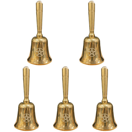 5Stk Mini Messing Altar Glocken Mit Pentagramm Für Wiccan Ritual 1
