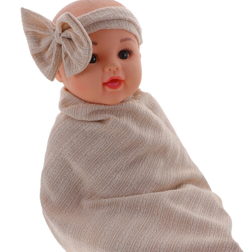 1Ensemble Emmaillote Bébé Bébé Beige Polyester Pour Câlins Et Sommeil 2