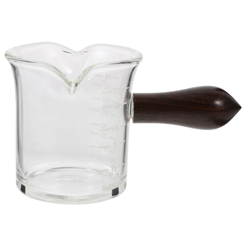 2Stk Transparenter Glasbecher Mit Holzgriff, Milch- Und Cremespender 1