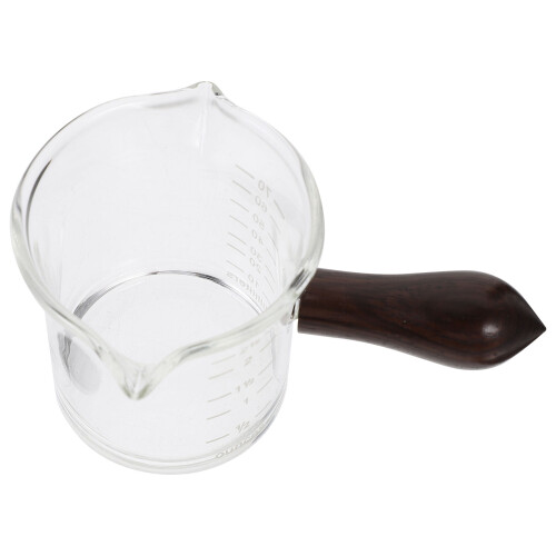 2Stk Transparenter Glasbecher Mit Holzgriff, Milch- Und Cremespender 2