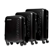(S-M-L, Black) Crosshatch Escapade Embossed 4 Wheeled Suitcase (Pack of 3)