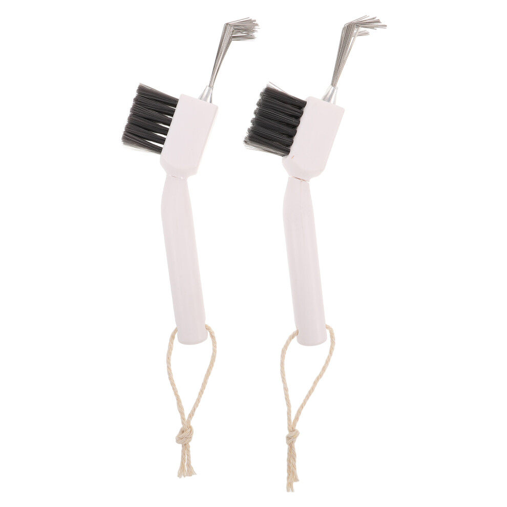 Photos - Makeup Brush / Sponge 2Pcs Portable Hair Comb Cleaning Tool Double-Ended Brush White Plastic
