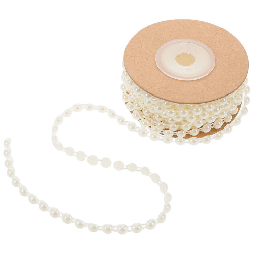5Pcs Half Round Beige Pearl Bead String for Crafting Kids Accessories