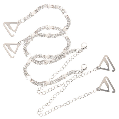 4Pcs Silver Metal Decorative Bra Shoulder Straps for Strapless Dresses 1