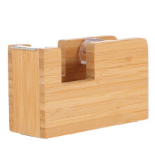 4Pcs Tape Cutter Bamboo ABS for Office Desk and School Khaki