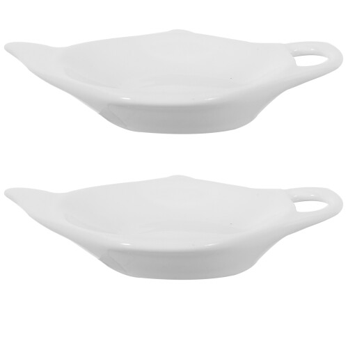 8Pcs Ceramic Tea Bag Holders White Dipping and Snack Dishes