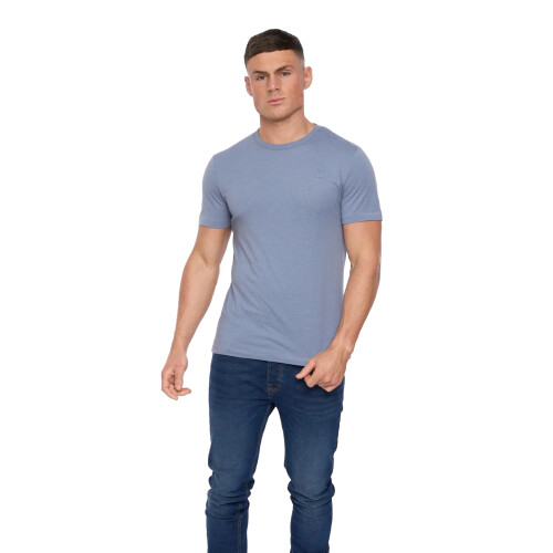 FCUK (L, Light Blue Melange) FCUK Mens Stack T-Shirt 2