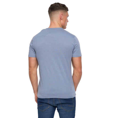 FCUK (L, Light Blue Melange) FCUK Mens Stack T-Shirt 1