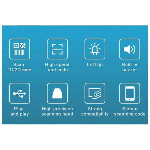 Universal 1D/2D USB Wired Barcode Scanner Handheld QR Codes Reader Mobile POS Plug and  Support Logistic Store 1