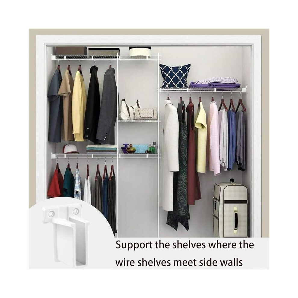 12Pcs Wire Shelf End Brackets,Plastic Closet Shelves Brackets Wall Mount Brackets Wire Shelf Corner Support Wall Bracket 4852367011085