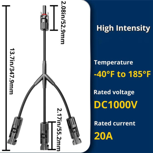 2Pairs Y-Style Solar Connector  1000V FMMM+MFFF for Parallel Connection Between Solar Panels Solar Cable Junction 1