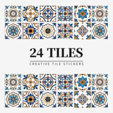 24PCS Self-Adhesive Anti-Oil Sticker Kitchen Stove High Temperature Ceramic Tile Cabinet Waterproof Wall Sticker -S