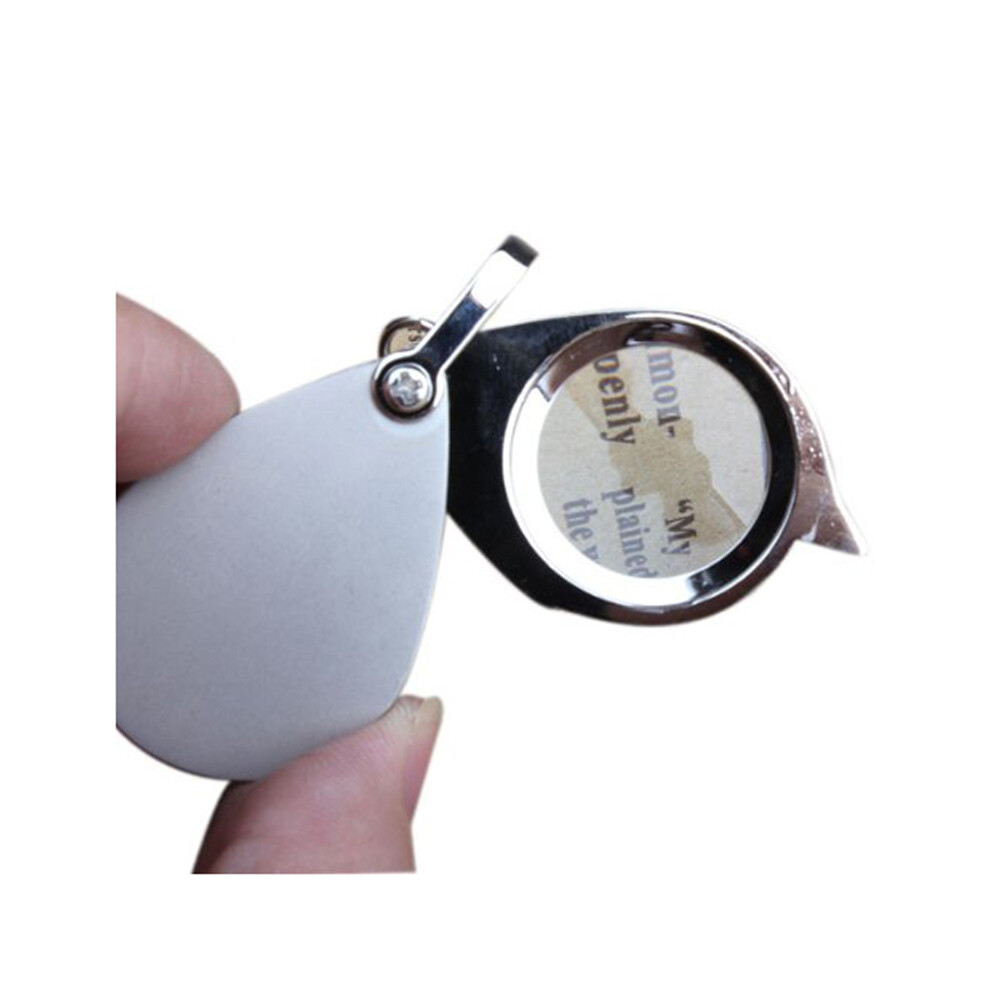 Spactz Silver 30Mm 3X Pocket Folding Magnifier Reading Magnifying Glass Loupe With Key Chain