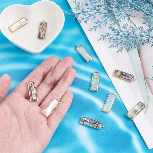 10Pcs 2 Colors Abalone Shell Pendants Natural Shell Charms Sea Shell Pendants Rectangle Shell Dangle Charms 1