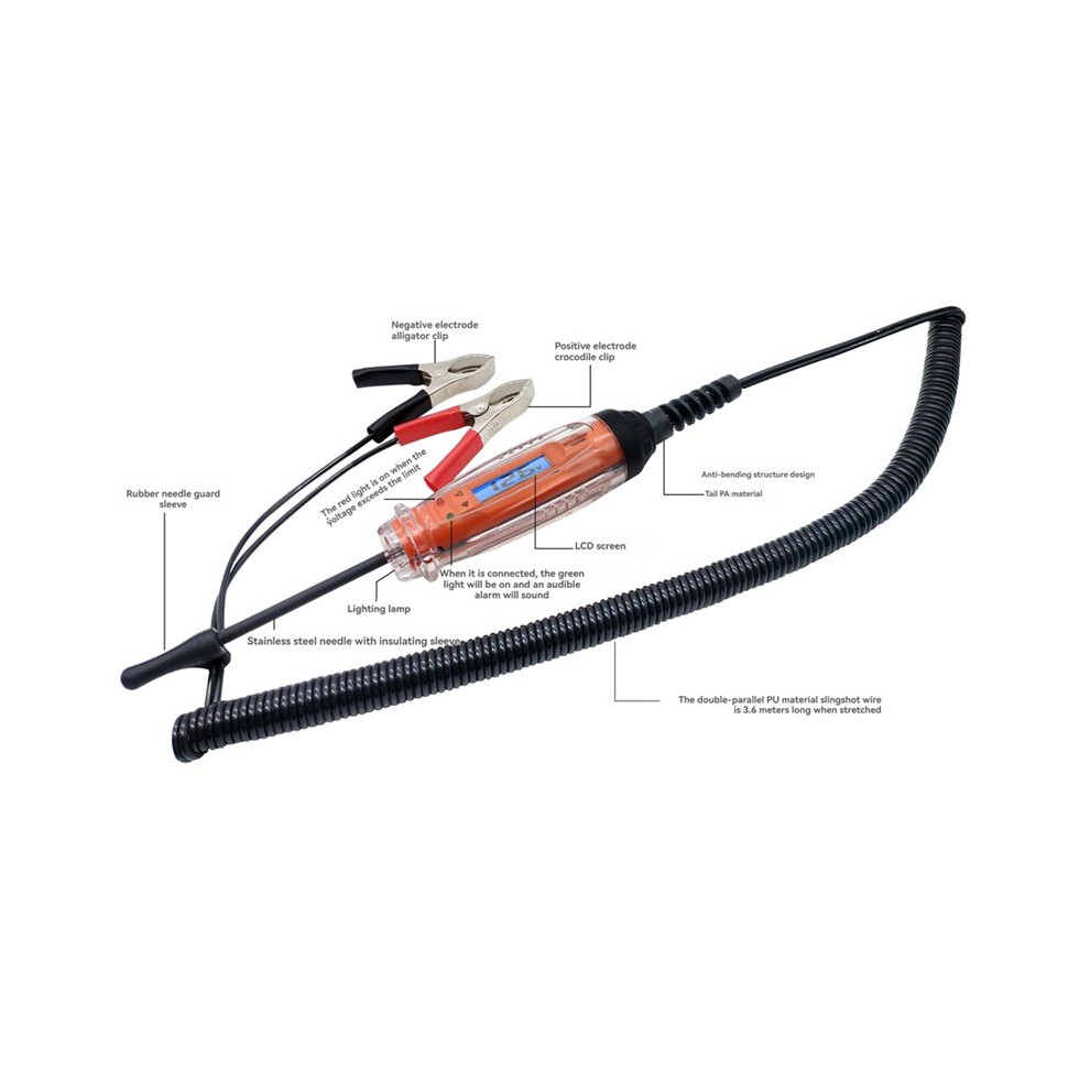 3-60V Car Power Tester Bipolar Automotive Wiring Tester Digital Lcd Automobile Power Tester Automotive Wiring Repairing 4852693545148