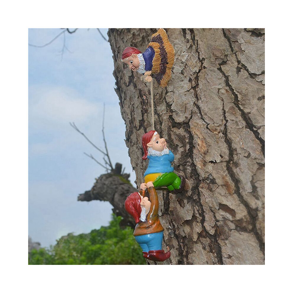 Naughty Climbing Rope Fairy Garden Gnomes Statue, Resin Garden Gnome Tree Hugger Outdoor Decor Accessories 4852693586912
