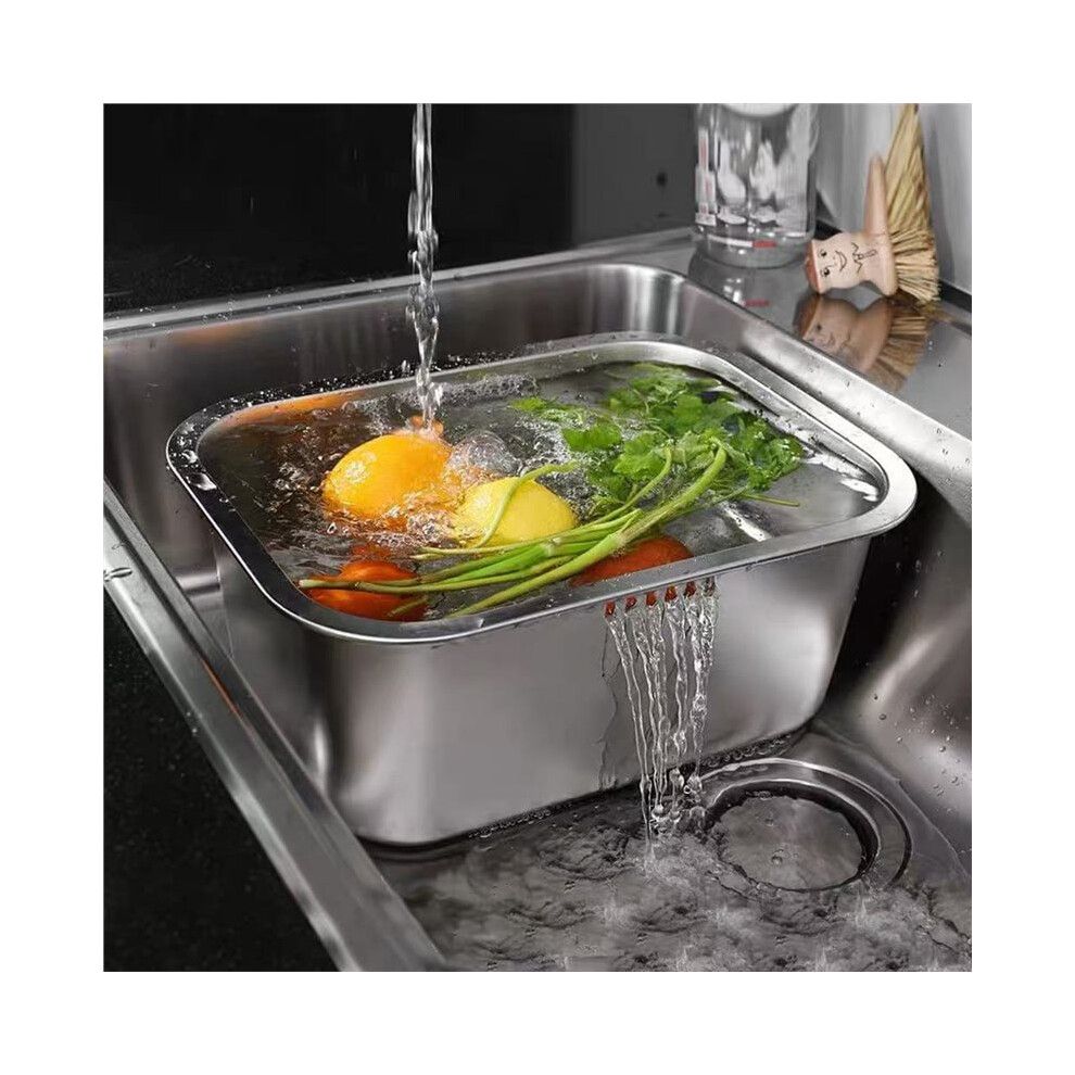 Portable Washing-Up Bowl Large Stainless Steel Dishpan, Multipurpose Kitchen Sink Bowl Dish Tub Vegetable Washing Basin 4852693536436