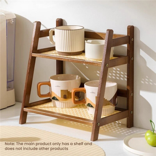 2Layer Spice Caddy Shelf Kitchen Storage Rack Desktop Cabinet Organizer Display Rack Coffee Bar Counter Shelf Cup Holder 2