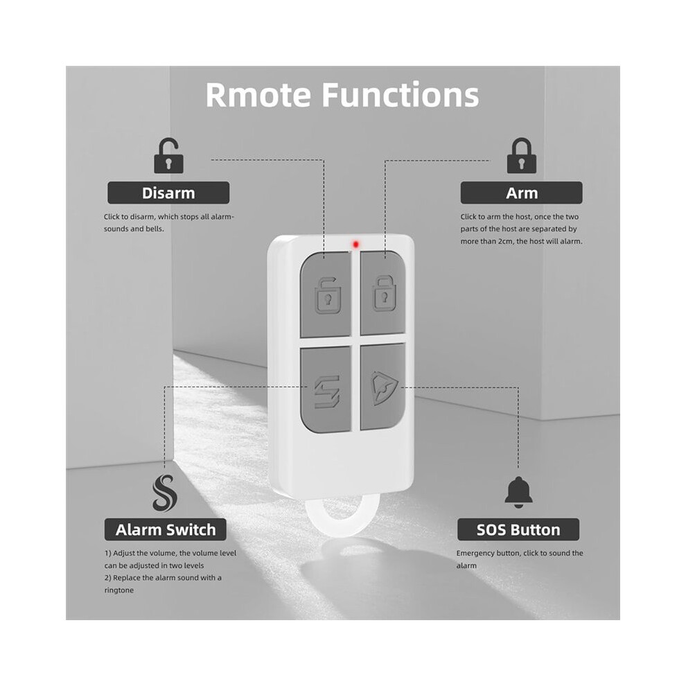 Wireless Door Alarms When Opened With Remote,Door Security Sensor Chime Window Alarm Pool Alarm Door Alarm 2 Pack 4852693519217