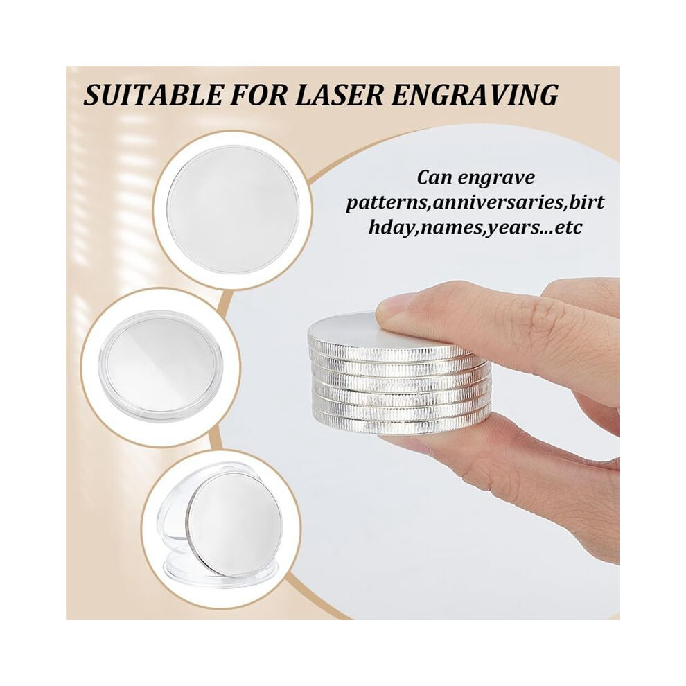 40 Pcs Blank Coin Engraving Blanks Coin Metal Stamping Blank Coin 40 Mm/1.57 Inch Round Tags Threaded Edged Coin 4851514178619