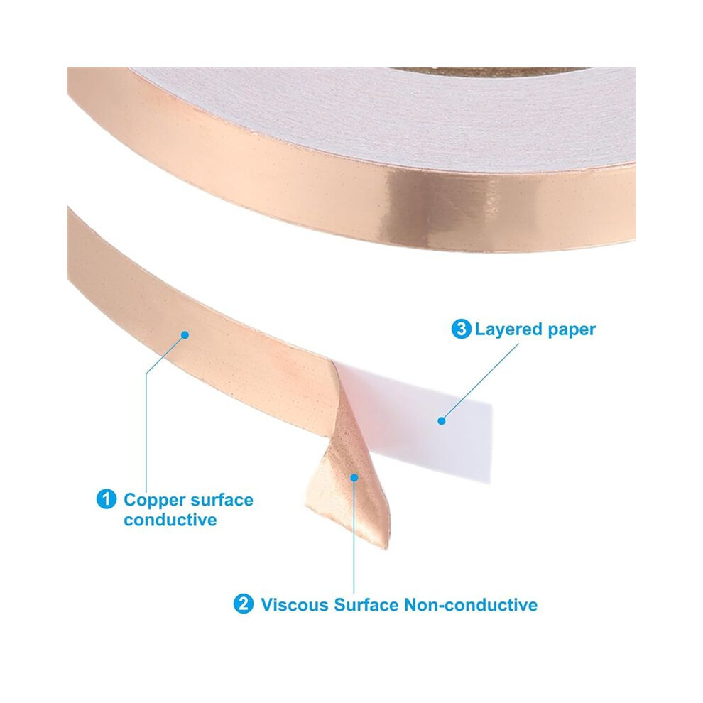36 Yard 3/8 Inch Copper Foil Tape, 3 Roll Copper Tape Single-Sided Conductive Stained Glass Foil Tool For Stained Tools 4852537383196
