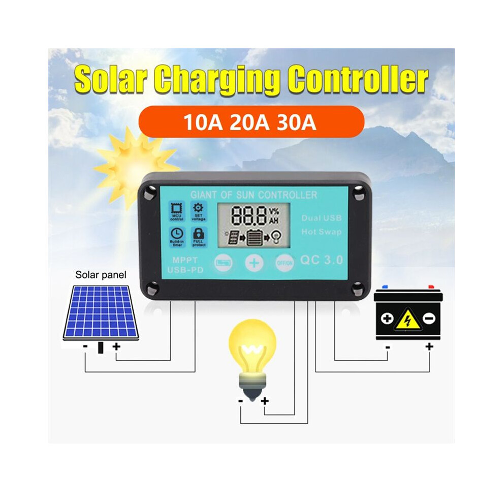 Mppt Solar Charge Controller Multiple Protection Solar Solar Qc3.0 Controller With Lcd Screen(20A) 4852537318464