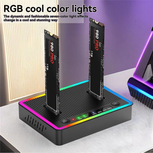 M. 2 Dual Protocol Dual Disk Clone Docking Station /NVMe Base Offline Clone Copy Machine Hard Disk Box 20GB 1