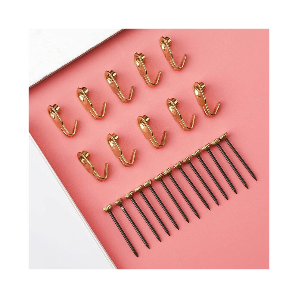 100Pcs Picture Hanging Kit 10Lbs Stainless Steel Picture Hanging Hooks With Brass-Head Hanging Pins For Hanging Picture 4852693534951