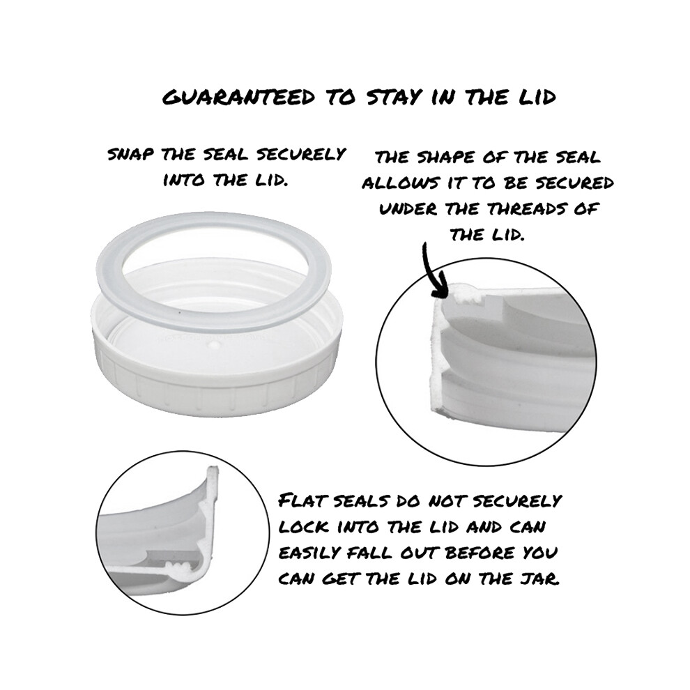 Reusable Leakproof Silicone Seal Rings For Plastic Mason Jar Lids (Wide Mouth, 48-Pack) 4852693559435