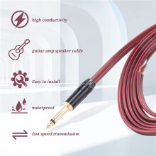 6,35-mm-Klinkenstecker (TS) auf Lautsprecheranschlusskabel (offenes, vergoldetes OFC-Kabel) für HiFi-Lautsprecher