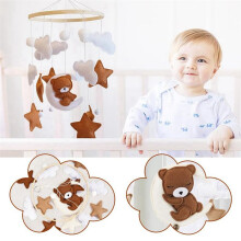 Babybettdekoration, Stern-, Mond- und Bärendekoration aus Holz, geeignet für Neugeborene (Jungen und Mädchen), Bettglocke zum Aufhängen
