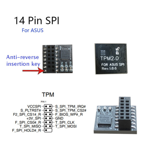 TPM 2.0 Encryption Security Module Remote Card 14 Pin SPI TPM2.0 Security Module for  Motherboard 1