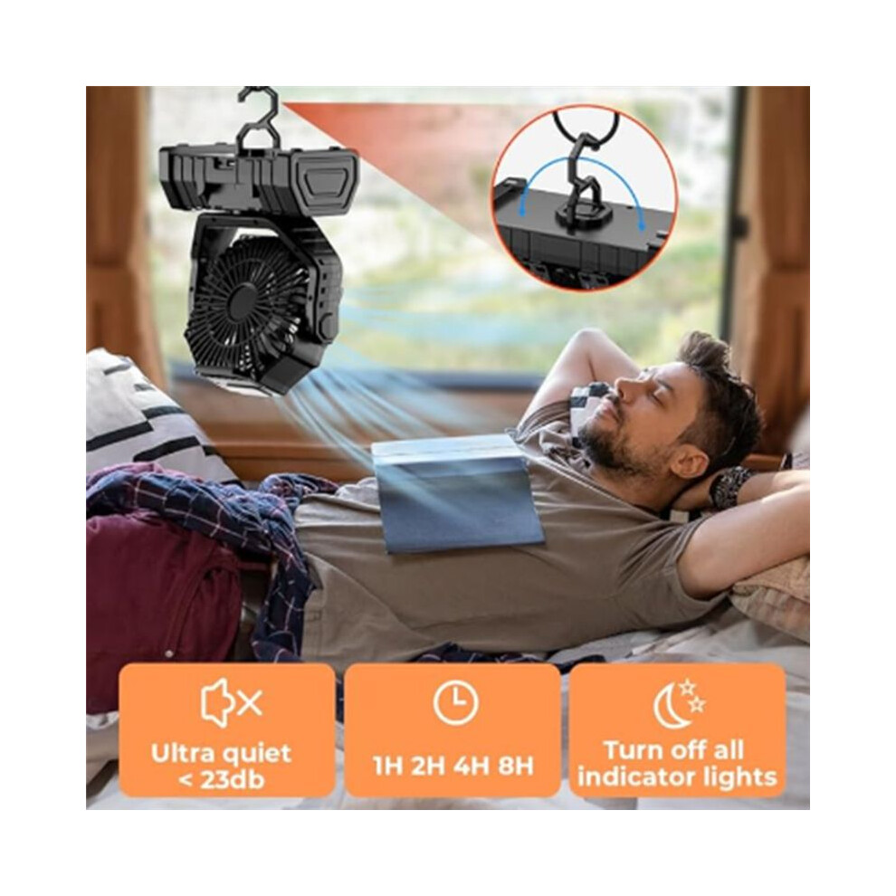 10000Mah Battery Fan Rechargeable With Hook&Bright Led Remote Control Timer Auto Oscillation Cordless Fan C Light 4852537369145