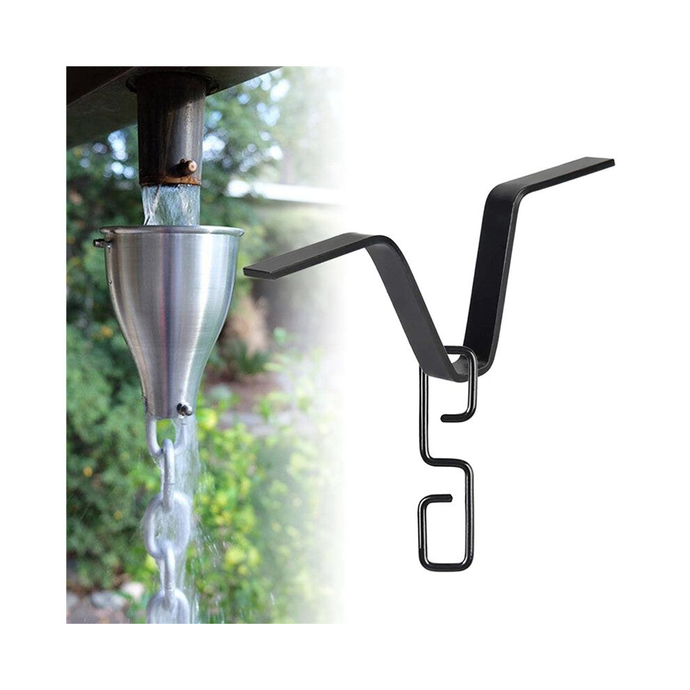 Rain Chain Gutter Adapter, Black V-Shaped Rain Chain Adapter With S-Shaped Hook, Rain Chain Hook For Outside Rainy Days 4852693586509