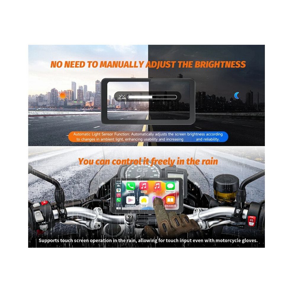 6.25Inch Portable Mototorcycle Wireless For Carplay/For Android Auto Gps Navigator Touch Screen 4852537399258