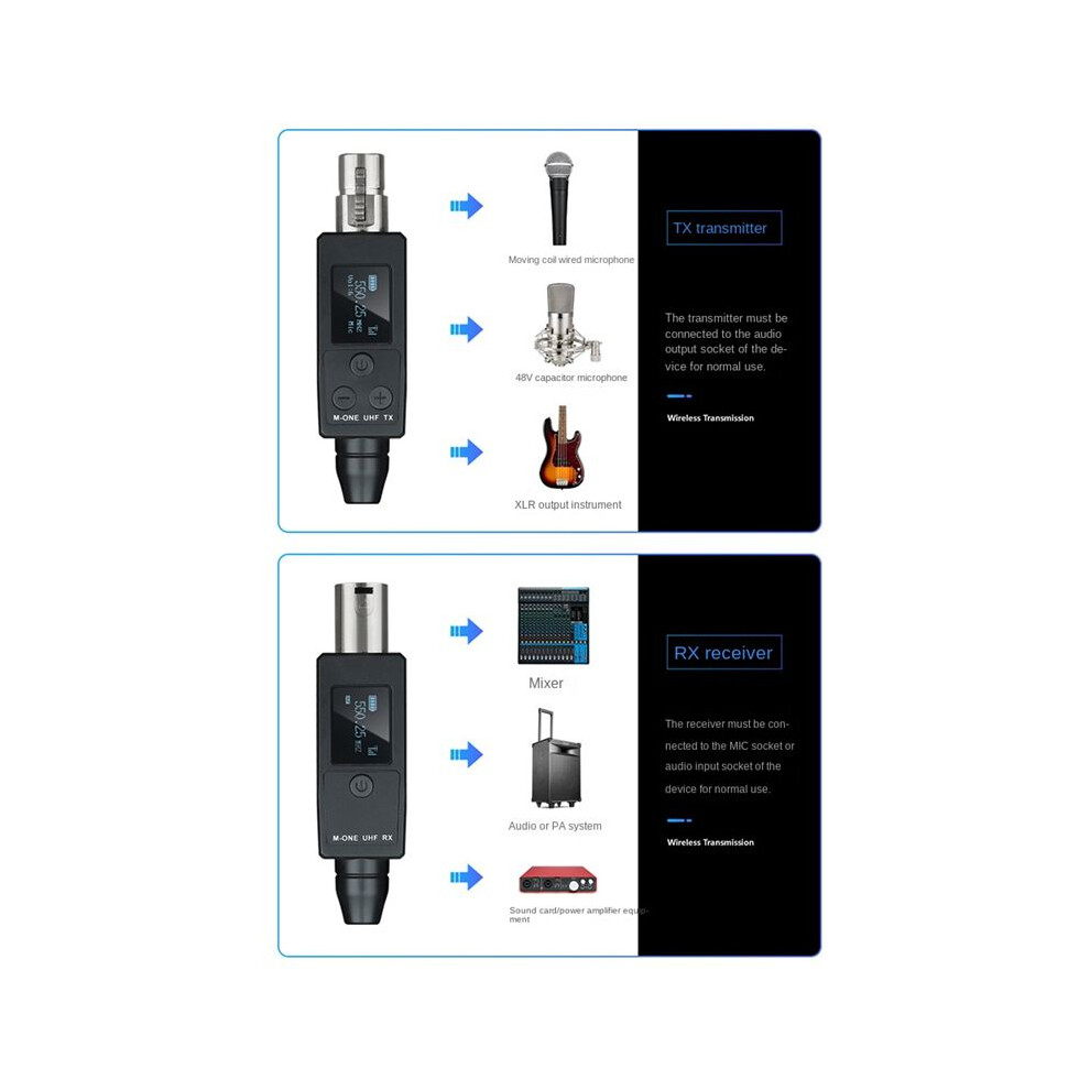 Uhf Wireless Microphone Converter Transmitter Receiver For Dynamic Microphone Guitar Receiver Wireless Adapter 4852537325141