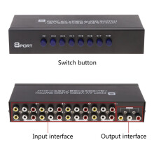 8-Way AV Switch RCA Switcher 8 in 1 Out Composite Video L/R Selector Box for DVD