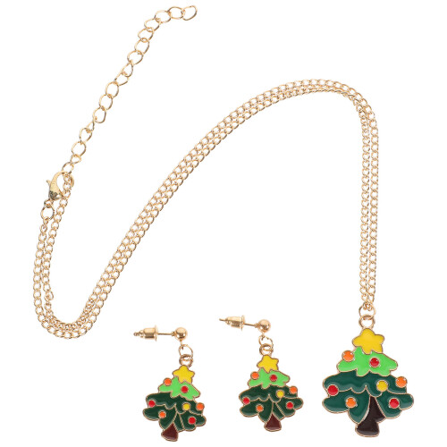2Sets Damen Weihnachts Halskette Ohrringe Modeschmuck Farben 1