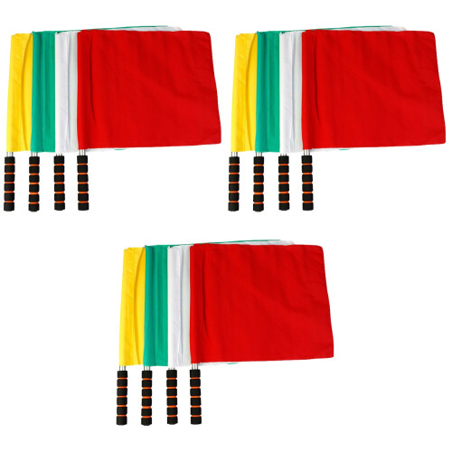 12Stk Sport Signalflaggen Referee Handflaggen Stoff Bunt 2