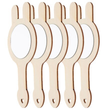 20Stk Unbemalter Holz Handspiegel DIY Kinder Bastelspiegel Khaki