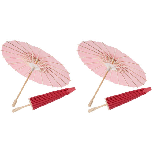 4Stk Handgefertigte Rote Papierregenschirme DIY 1