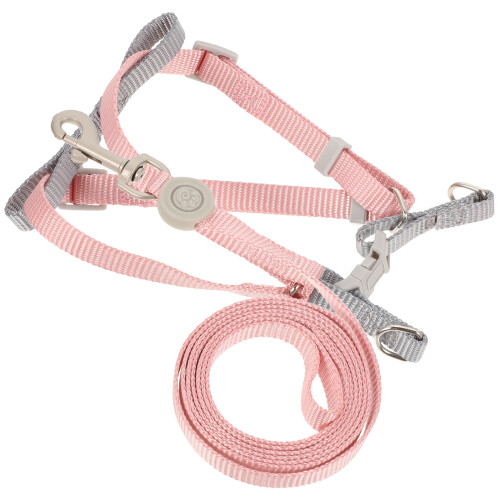 5Sets Pink Cat Leash and Harness Set Easy Use Escape Proof Polyester 1