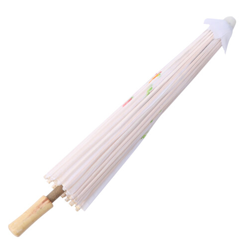 2Pcs White Romantic Oilpaper Umbrella Bamboo Dancing Performance Props 1