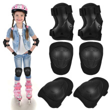 3Sets Zwart Kinder Beschermset Knie Elleboog Pols Comfortabele Pads