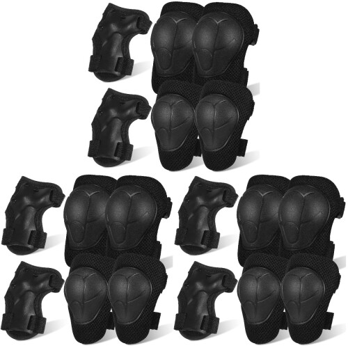 3Sets Black Kids Roller Skating Knee Elbow Wrist Set 1