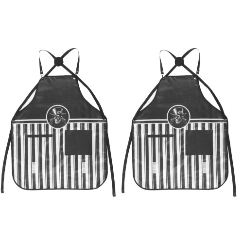2Pcs Black Polyester Barber Apron for Men with Equipment 2
